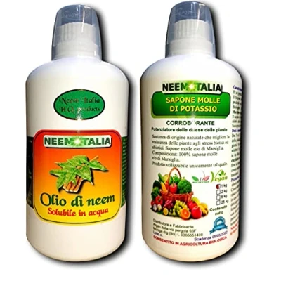 Immagine di Olio di neem solubile 1Lt e sapone molle potassio 1Kg orto, piante, colture, fiori Fitokem srl, Argan Italia possibile utilizzarli con un antiparassitario, diserbante, ecc.