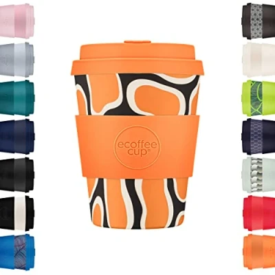 Immagine di 12oz 350ml Ecoffee Cup Riutilizzabile Eco Friendly 100% a base vegetale Tazza di caffè con coperchio e manica in silicone da viaggio senza melamina, No To Nooptlets