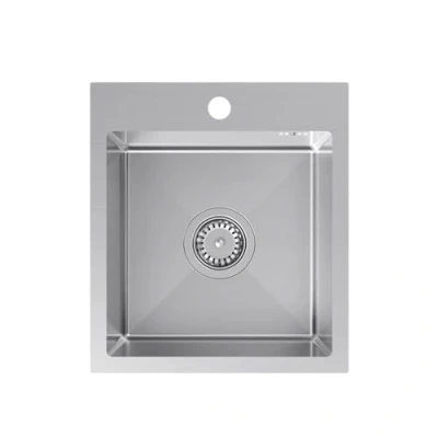 Immagine di VBChome Lavello da incasso in acciaio inox spazzolato, 40 x 45 cm, con foro per rubinetto,