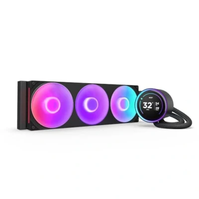 Immagine di NZXT Kraken Elite 360 RGB Raffreddatore a liquido per CPU AIO Radiatore da mm Ventola core F360 LCD IPS 2,72 personalizzabile LGA 1700, 1200/115X, 1851 AM5, AM4 Nero