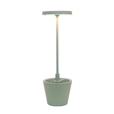 Immagine di Zafferano Lampada Poldina Reverso, da Tavolo Ricaricabile e Senza Fili con Controllo Touch, Adatta per Salotto ed Esterni, Dimmer, 2200 3000 K, Altezza 35 cm, Colore Salvia