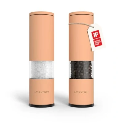 Immagine di LARS NYSØM Set di 2 macina sale e pepe manuale con in ceramica regolabile da grossolana a fine I macinini per spezie design (Creamy Peach)