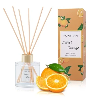 Immagine di Profumatore per Ambienti 100ml Arancia,Diffusore Profumo Ambiente con 6 Bastoncini di Fragranza,Diffusore Fragranze Bagno,Appartamento,Decorazione Della Casa