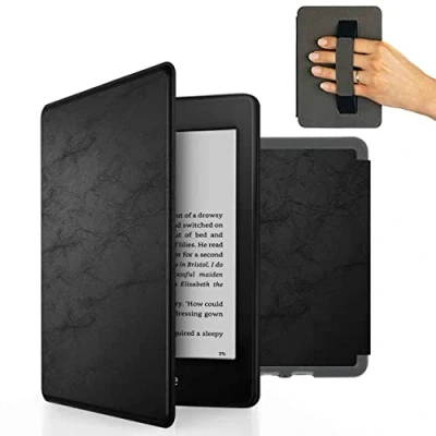 Immagine di MyGadget Custodia Pelle Sintetica per Amazon Paperwhite 2018 10a Generazione [ PQ94WIF ] Cover con Funzione Sonno Sveglia automatica Integrata Nero