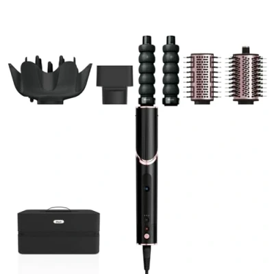 Immagine di Shark FLEXSTYLE Styler e Asciugacapelli 5 en 1, con Arricciacapelli, Spazzola Lisciante, Volumizzante, Diffusore, Concentratore, Custodia da Viaggio, Senza Danni Calore, Nero/Oro Rosa HD446EU