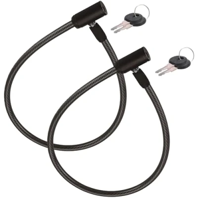 Immagine di Lucchetto bici 2 pezzi rinforzato di cavo 60 cm Acciaio resistente con sistema chiusura a chiave Sicurezza avanzata Durevole e facile da usare (Nero)