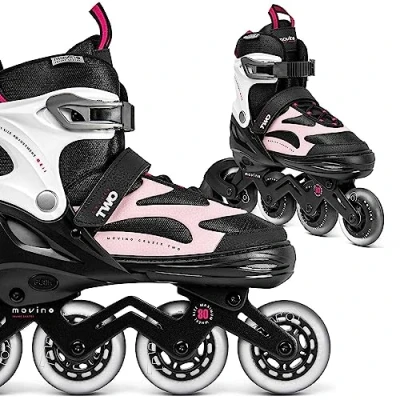 Immagine di Movino Inline Skates Cruzer Two Pattini a Rotelle Regolabili in Linea per Donne Ragazze Ragazzi con Ruote Grandi 80 mm Pattini, L (38 41)
