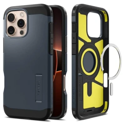 Immagine di Spigen Cover per iPhone 16 Pro, Tough Armor (AI) MagFit, Compatibile con MagSafe Metal Slate