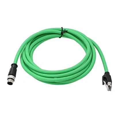 Immagine di HangTon Cavo di rete industriale M12 4 pin con codifica D maschio a RJ45 Ethernet Cat5e schermato ad alta flessibilità, 2 m