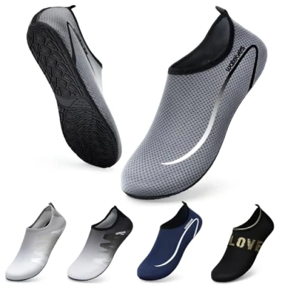 Immagine di WateLves Scarpe da Scoglio Scarpette Donna Uomo Asciugatura Rapida Super Leggere Antiscivolo per Spiaggia e Snorkeling Unisex Linie Grau 38/39