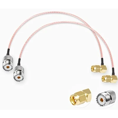 Immagine di Vecys 2PCS SO239 a SMA Pigtail Maschio ad Angolo retto UHF Femmina SO 239 Cavo Coassiale RF RG316 12 &quot;/ 30CM per Walkie Talkie CB Radio Antenna Portatile