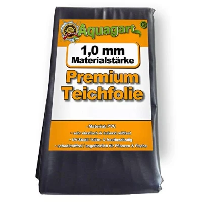 Immagine di Fodera per laghetto nera in PVC da 1,0 mm il giardino diverse lunghezze e larghezze (4m x 4m)