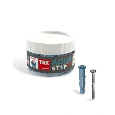 Immagine di TOX Aqua Stop Pro, ancoraggio sigillante multiuso 8/50 per fissaggi su pareti e pavimenti piastrellati, in plastica speciale HDPE, con vite 6x70 mm, 014271021