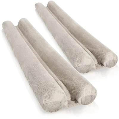 Immagine di com four® 2X Paraspifferi per Porte in Microfibra con Doppia Guarnizione Protezione Efficace Contro Correnti d&#039;Aria e Rumore 86 cm (02 Pezzi Tortora)