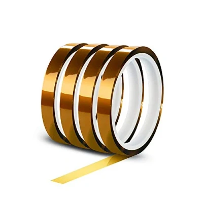 Immagine di YIXISI 4 pezzi Polyimide Tape Nastro, Nastro Adesivo Resistente al Calore con in Silicone, per la Mascheratura, Saldatura, Schede di sublimazione e Isolamento (4 x 12mm 33m)