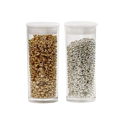 Immagine di Creativ 68685 Perline Rocaille, misura 15/0, foro 0,5 0,8 mm, oro, argento, 2 x 7 g