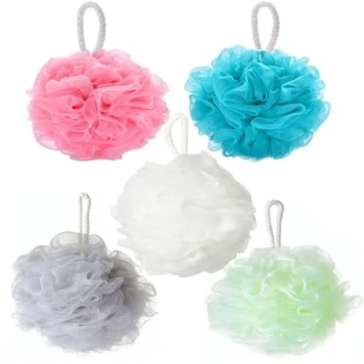 Immagine di YUEMING 5 Pcs Bagno Doccia Spugna, Morbide Spugne da Esfolianti in Luffa per Doccia, Mesh loofahs Spazzola il corpo scrubber esfoliante (Colore Casuale)