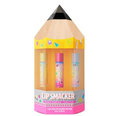 Immagine di Lip Smacker, Back to School Collection, Pencil Box Smacker Trio, 3 Pezzi Set Balsamo Labbra, Regalo a Tema &quot;Ritorno Scuola&quot; in Simpatica onfezione Forma di Matita, Burrocacao per Bambini