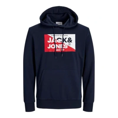 Immagine di JACK&amp;JONES PLUS JJNOLAN Sweat Hood Pls Felpa con Cappuccio, Light Grey Melange/Print:Big, 6XL Große Größen Uomo