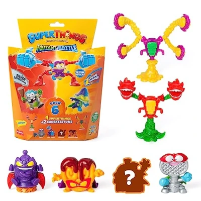 Immagine di SuperThings Serie Mutant Battle Confezione da 6 Include 4 (1 Capitano Argento) e 2 Exoskeletons. pezzi