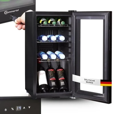 Immagine di Sommertal frigorifero GK50 silenzioso con LED, touch screen e lucchetto, piccolo per bottiglie, nero, 50 l