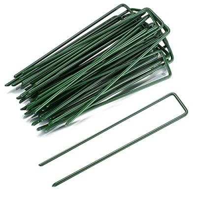 Immagine di 30 picchetti da giardino a forma di U, fissaggio giardino, per erba artificiale, in metallo verde erbacce, tessuto, tappeti, tenda, rete, 150