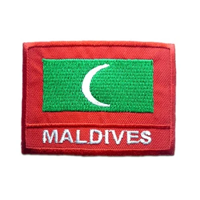 Immagine di Maldive bandiera Toppe termoadesive Patch Toppa ricamate, misura: 4,9 x 6,9 cm