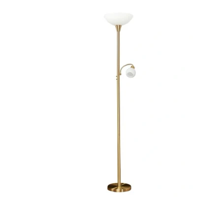 Immagine di lampada da terra Lindby Elaina, lettura, color ottone, 183 cm E27