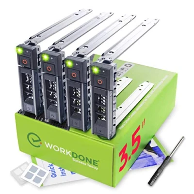 Immagine di WORKDONE Confezione da 4 Caddy Hard Disk 3,5 Pollici Compatibile con dell PowerEdge elencati 14 Generazione Manuale di Installazione Etichette adesive Cacciavite