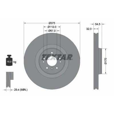 Immagine di TEXTAR PRO 92176603 Disco freno MERCEDES BENZ: Classe ML, R, GL