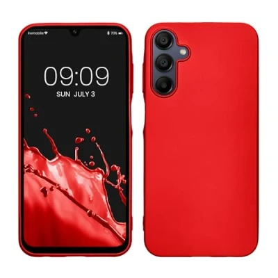 Immagine di kwmobile Custodia Compatibile con Samsung Galaxy A15 5G Cover Back Case Morbida Protezione in Silicone TPU Effetto metallizzato rosso scuro