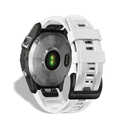 Immagine di KeeFos 22 mm Cinturino Compatibile con Garmin Fenix 7/Fenix 6/Fenix 6 Pro/Fenix 5/Fenix 5 Plus, Silicone Morbido di Ricambio per Forerunner 935/945/Epix Gen 2 (Bianco)