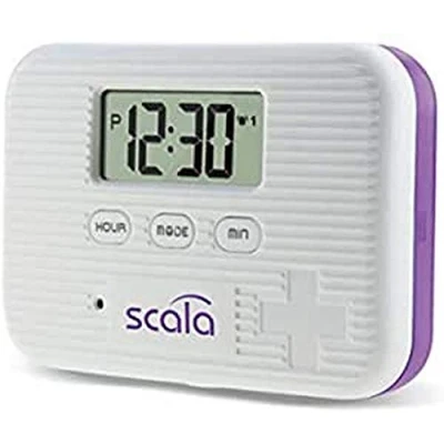 Immagine di Scala Contenitore portapillole con timer a 6 scomparti, 5 allarmi, colore: Bianco