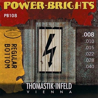 Immagine di Thomastik Corde per chitarra elettrica Power Brights Series Regular Bottom set PB108 Extra Light .008 .040w