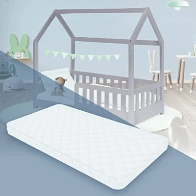 Immagine di ML Design Materasso per Bambini Ortopedico Memory Foam Certificato Oeko Tex in Schiuma Fredda Bianco 60 x 120 10 cm Ipoallergenico Rivestimento Sfoderabile Lavabile Antibatterico H4 Extra Rigido