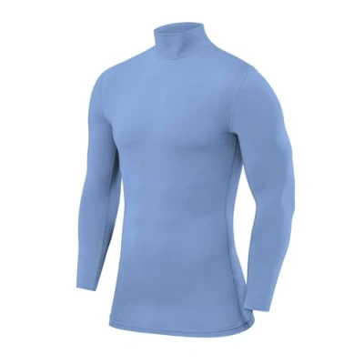 Immagine di PowerLayer Maglia Termica Uomo a Manica Lunga Compressione per Calcio e Sport Strato Base Maniche Lunghe Allenamento Corsa Ciclismo Azzurro, XL