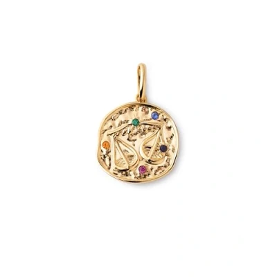 Immagine di SINGULARU Charm Organic Colors Zodiaco. Ciondolo in Ottone con Finitura Placcata Oro 18Kt. Combinabile Collana. Gioielli da Donna. Bilancia