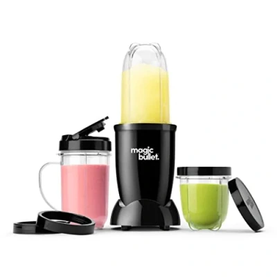 Immagine di Magic Bullet, frullatore elettrico, Tritatutto, smoothie, frullatore, Multifunzione, Potenza 200W, Bicchiere da 500ml, 300ml, 560ml Nero, MBR10B