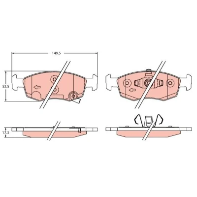 Immagine di TRW GDB2350 Kit pastiglie freno con segnalatore acustico usura FIAT: 500 Hatchback, Panda III C Cabrio, LANCIA: Ypsilon