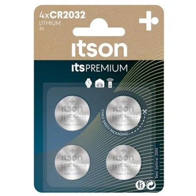 Immagine di ITSON CR2032 batterie a bottone al litio, 3V, confezione da 4, consigliate per AirTag, chiavi di auto, orologi e cardiofrequenzimetri