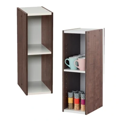 Immagine di Iris Ohyama, Libreria a 2 scaffali, Lotto di mobili d&#039;appoggio, Design, Modulabile, Ufficio, Camera da letto, Salotto UB 6020 Marrone