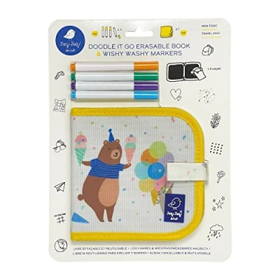Immagine di Jaq Bird 1108076 Mini libro da colorare, con 4 penne Wishy Washy, per bambini dai 3 anni in su, riutilizzabile, casa e viaggio