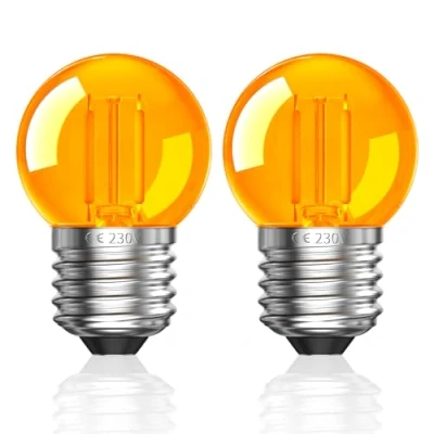 Immagine di Luxvista 2W Lampadina Vintage LED E27,G40 Lampadine E27 Luce Calda 2000K Ambra per Lampade un Sonno Sano e Notturno,Equivalenti a 20W,Non Dimmerabili, 2 Pezzi