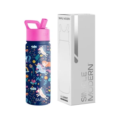 Immagine di Simple Modern Bottiglia d&#039;Acqua per Bambini con Cannuccia, Vaso Termico in Acciaio Inossidabile Isolato Riutilizzabile Ragazzi e Ragazze scuola, Summit Collezione, 530ml, Unicorn Rainbows