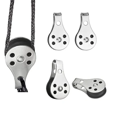Immagine di 4 Pezzi Puleggia Rullo di Carico Argento, Acciaio Inox, Blocco Carrucole Puleggia, Carrucola Palestra Singola, Monoblocco, per Grandi Kayak, Canoe, Fabbriche, Edifici, Ecc