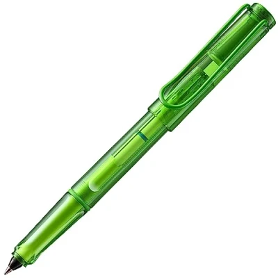 Immagine di Lamy Balloon Penna roller 311, completamente trasparente, colore verde, con manico e clip in metallo verniciato a polvere, cartuccia inchiostro, tratto M, 14 x 1,2 cm