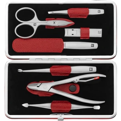 Immagine di Henckels TWINOX Manicure Set Dauphine Red Z Comp. 7 pezzi Combs Nail Cleaner Tweezers NN File Di I