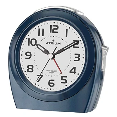 Immagine di Atrium Sveglia analogica al quarzo senza ticchettio, con luce notturna automatica e snooze blu scuro A451 5