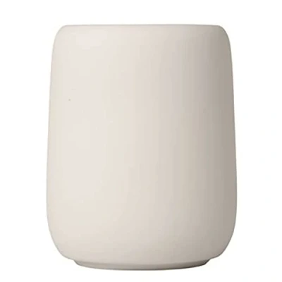 Immagine di blomus SONO portaspazzolino in ceramica Moonbeam, con spazio per spazzolino e dentifricio, Soft Touch, accessorio esclusivo da bagno (H/L/P): 11 x 8,5 cm, 69057)