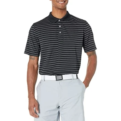 Immagine di Amazon Essentials Polo Ad Asciugatura Rapida Vestibilità Regolare colori fuori produzione Uomo, Nero Righe, XS